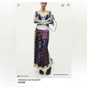 HM x Glenn Martens Plaid Satin Skirt